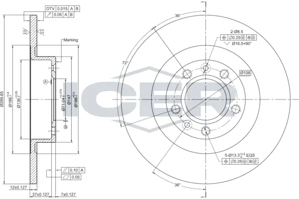 ICER féktárcsa - 78BD0040-2 - TothCarparts