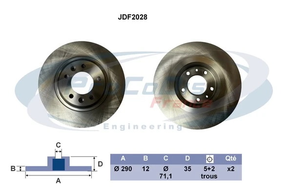 PROCODIS FRANCE féktárcsa - JDF2028 - TothCarparts