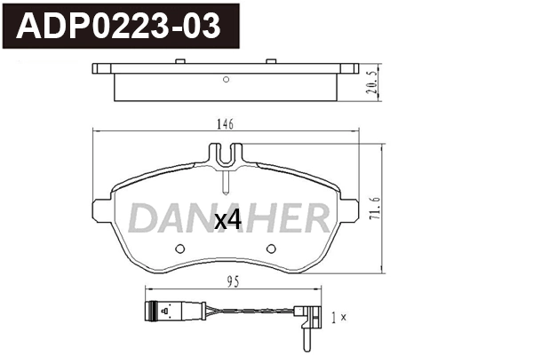 DANAHER fékbetétkészlet, tárcsafék - ADP0223-03 - TothCarparts
