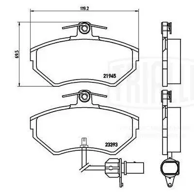 TRIALLI fékbetétkészlet, tárcsafék - PF 4164 - TothCarparts