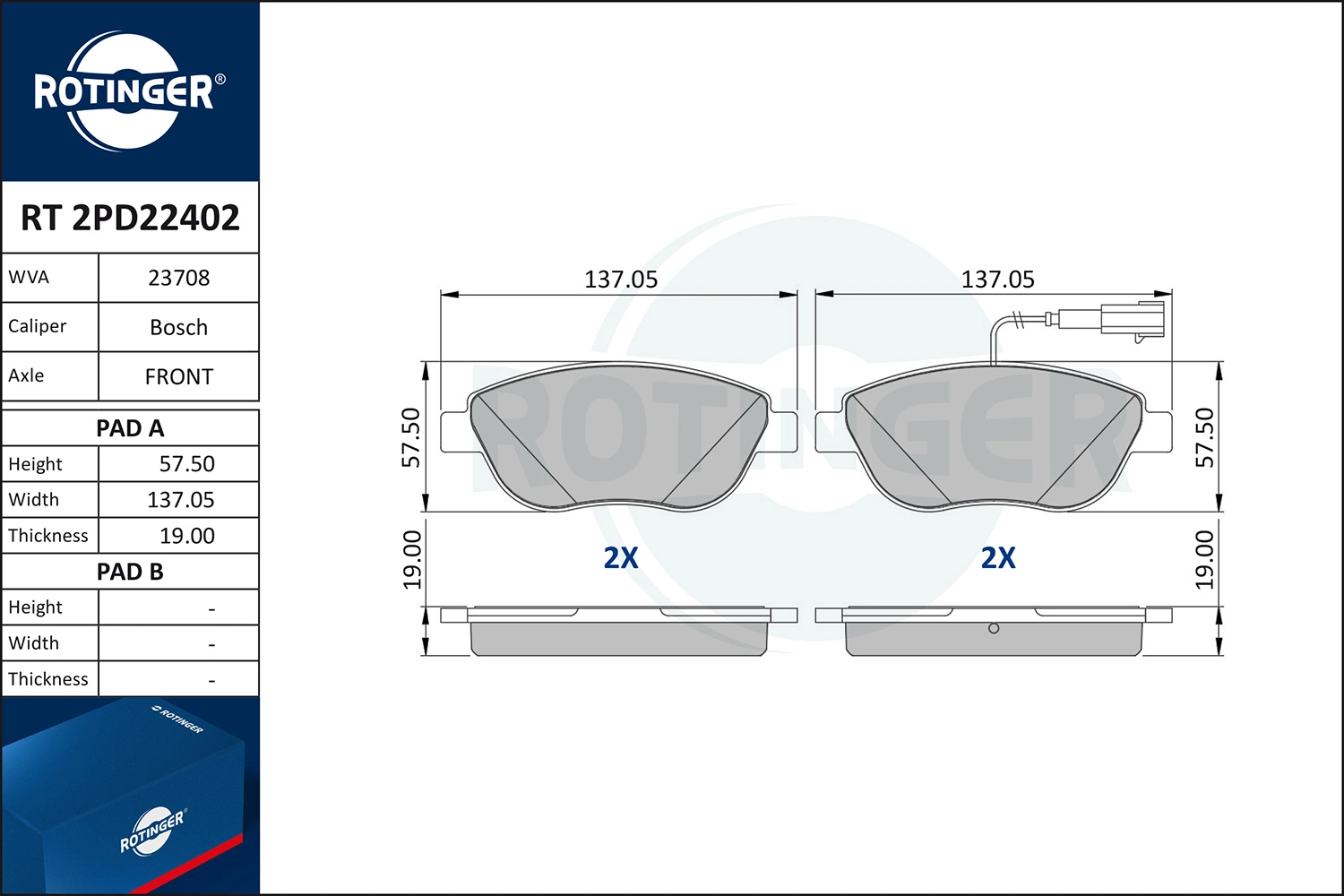 ROTINGER fékbetétkészlet, tárcsafék - RT 2PD22402 - TothCarparts