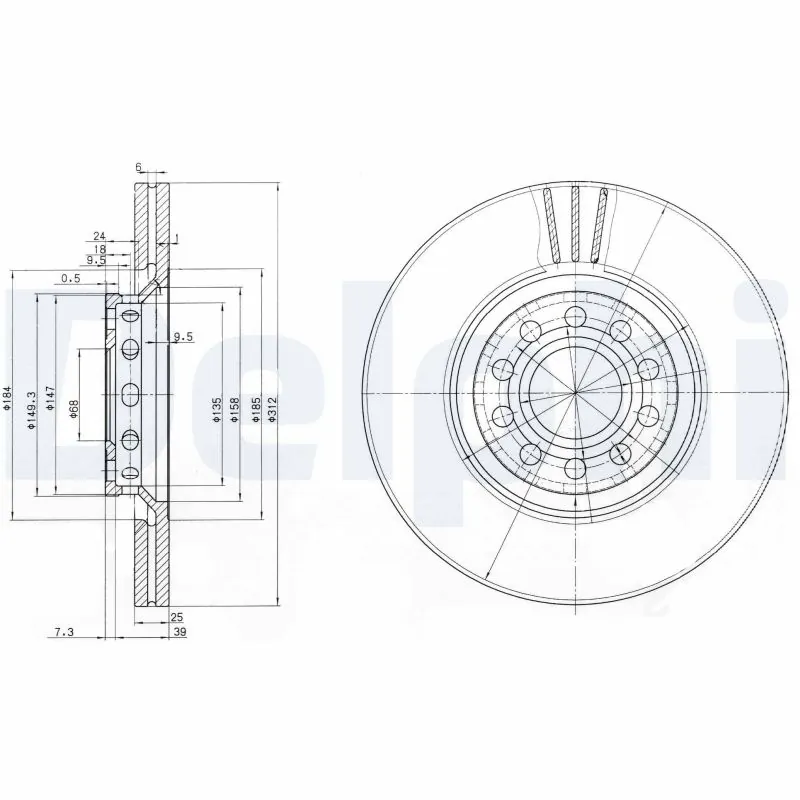 DELPHI féktárcsa - BG3657C-18B1 - TothCarparts