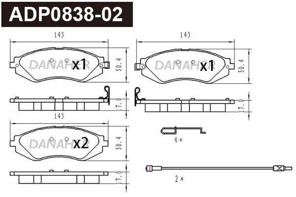 DANAHER fékbetétkészlet, tárcsafék - ADP0838-02 - TothCarparts