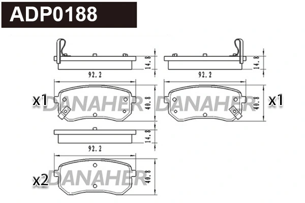DANAHER fékbetétkészlet, tárcsafék - ADP0188 - TothCarparts