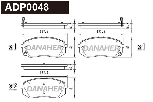 DANAHER fékbetétkészlet, tárcsafék - ADP0048 - TothCarparts