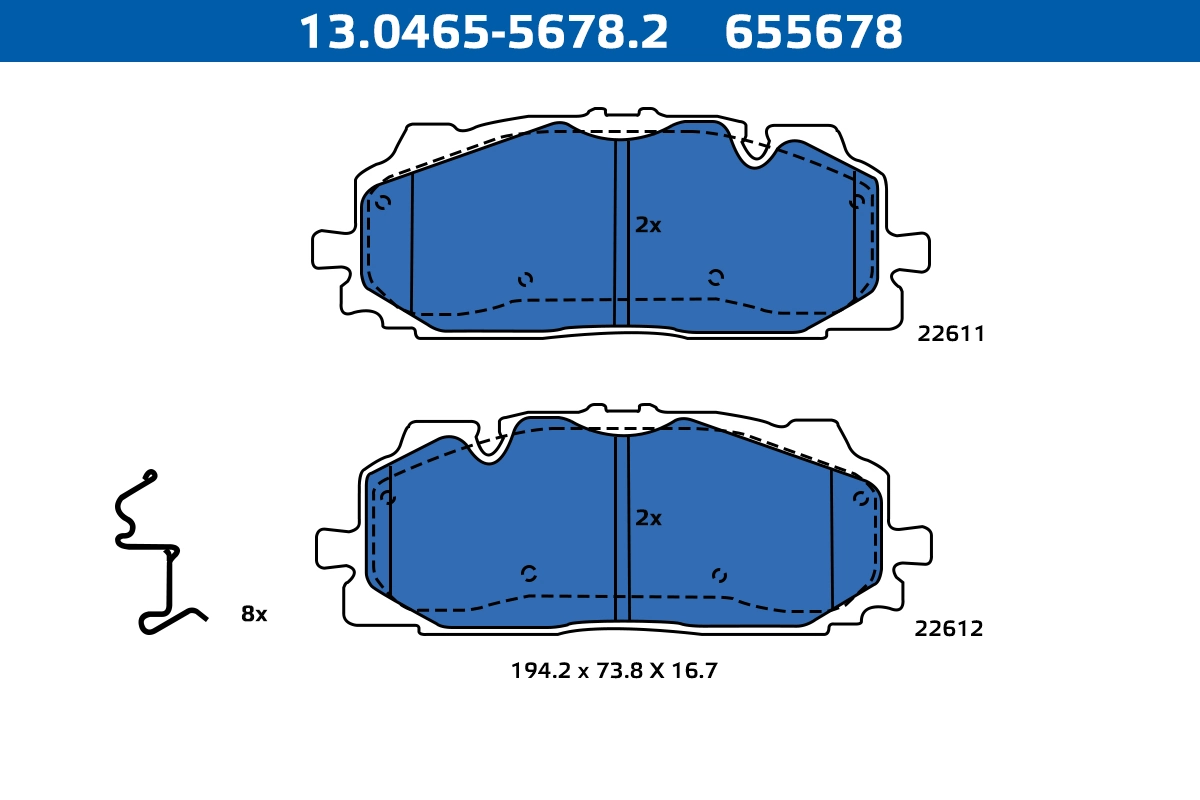 ATE-APAC fékbetétkészlet, tárcsafék - 13.0465-5678.2 - TothCarparts