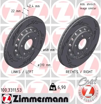 ZIMMERMANN féktárcsa - 100.3311.53 - TothCarparts