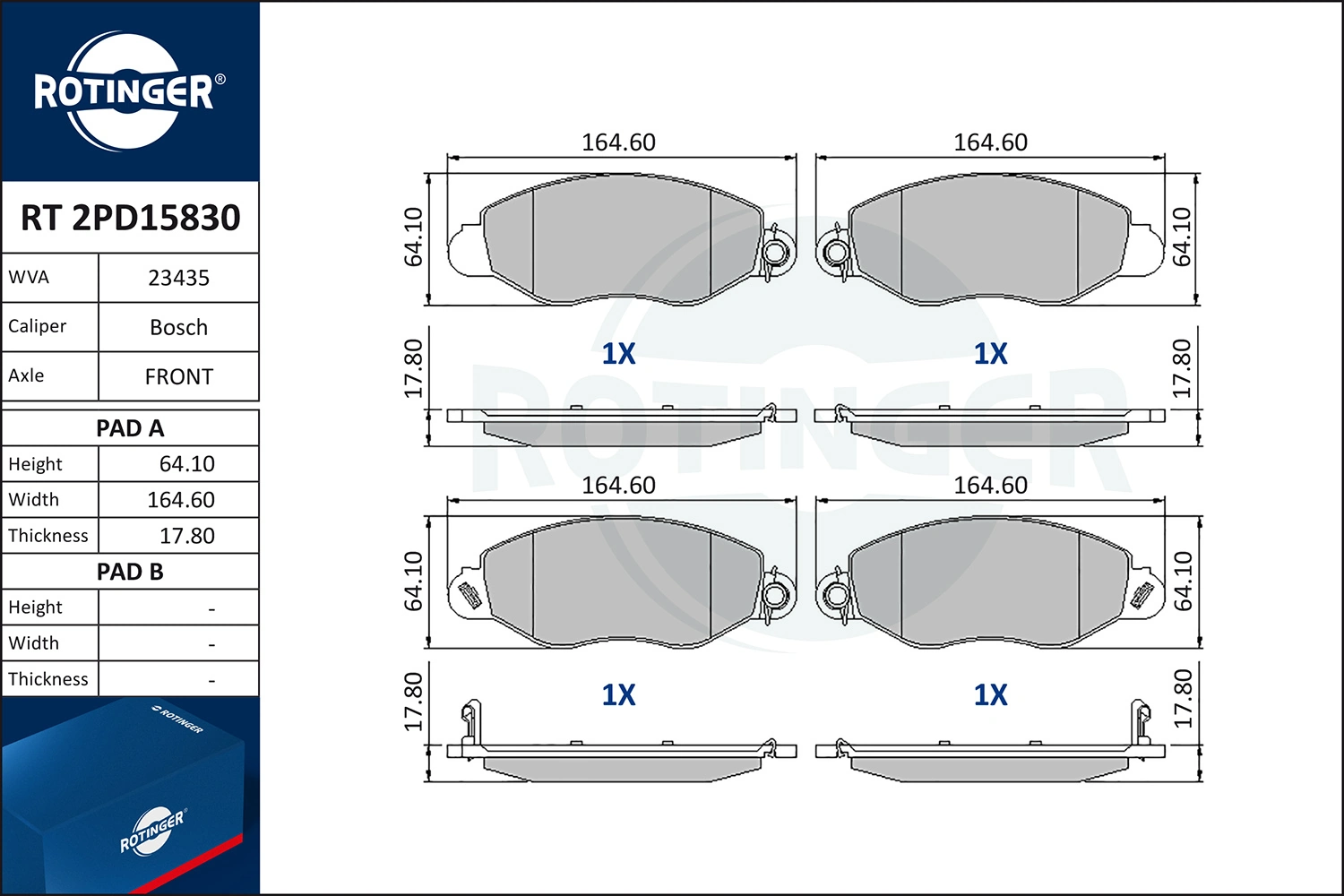 ROTINGER fékbetétkészlet, tárcsafék - RT 2PD15830 - TothCarparts