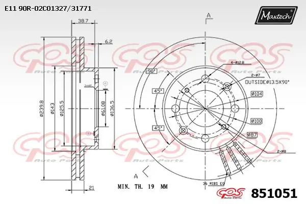 MAXTECH féktárcsa - 851051 - TothCarparts