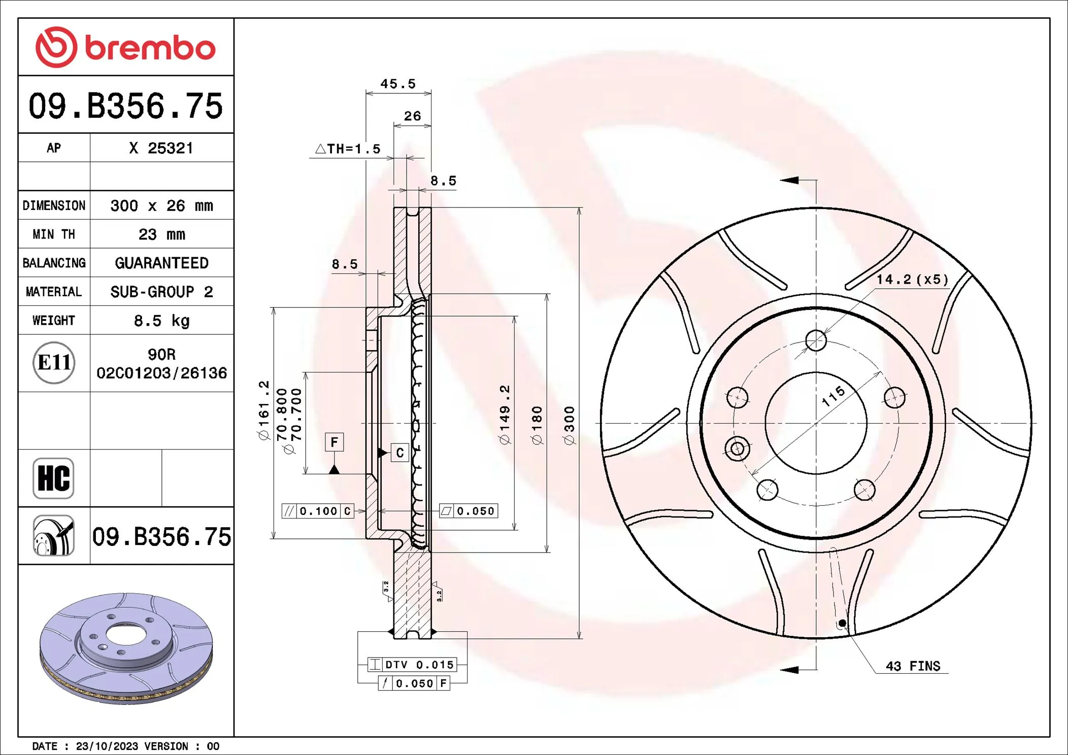 BREMBO féktárcsa - 09.B356.75 - TothCarparts