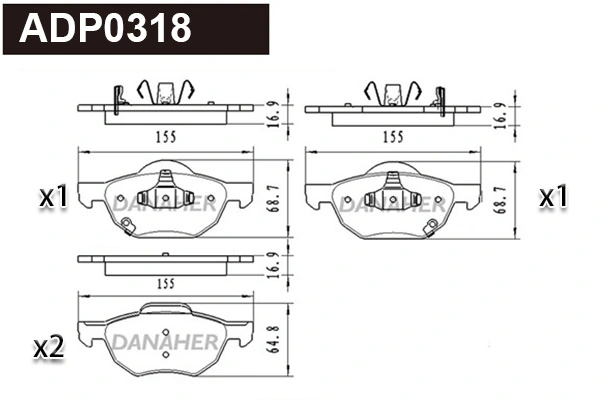 DANAHER fékbetétkészlet, tárcsafék - ADP0318 - TothCarparts