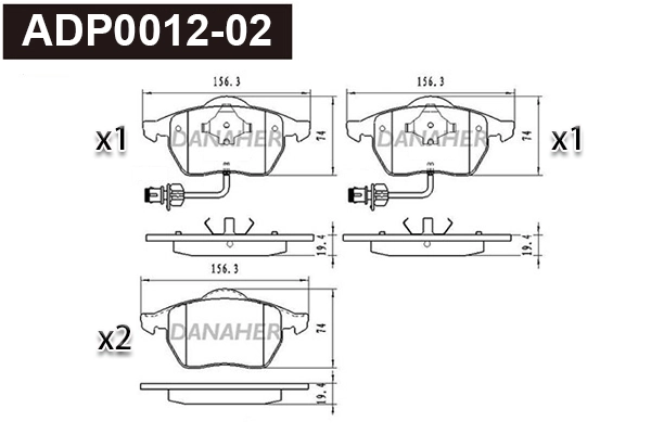 DANAHER fékbetétkészlet, tárcsafék - ADP0012-02 - TothCarparts