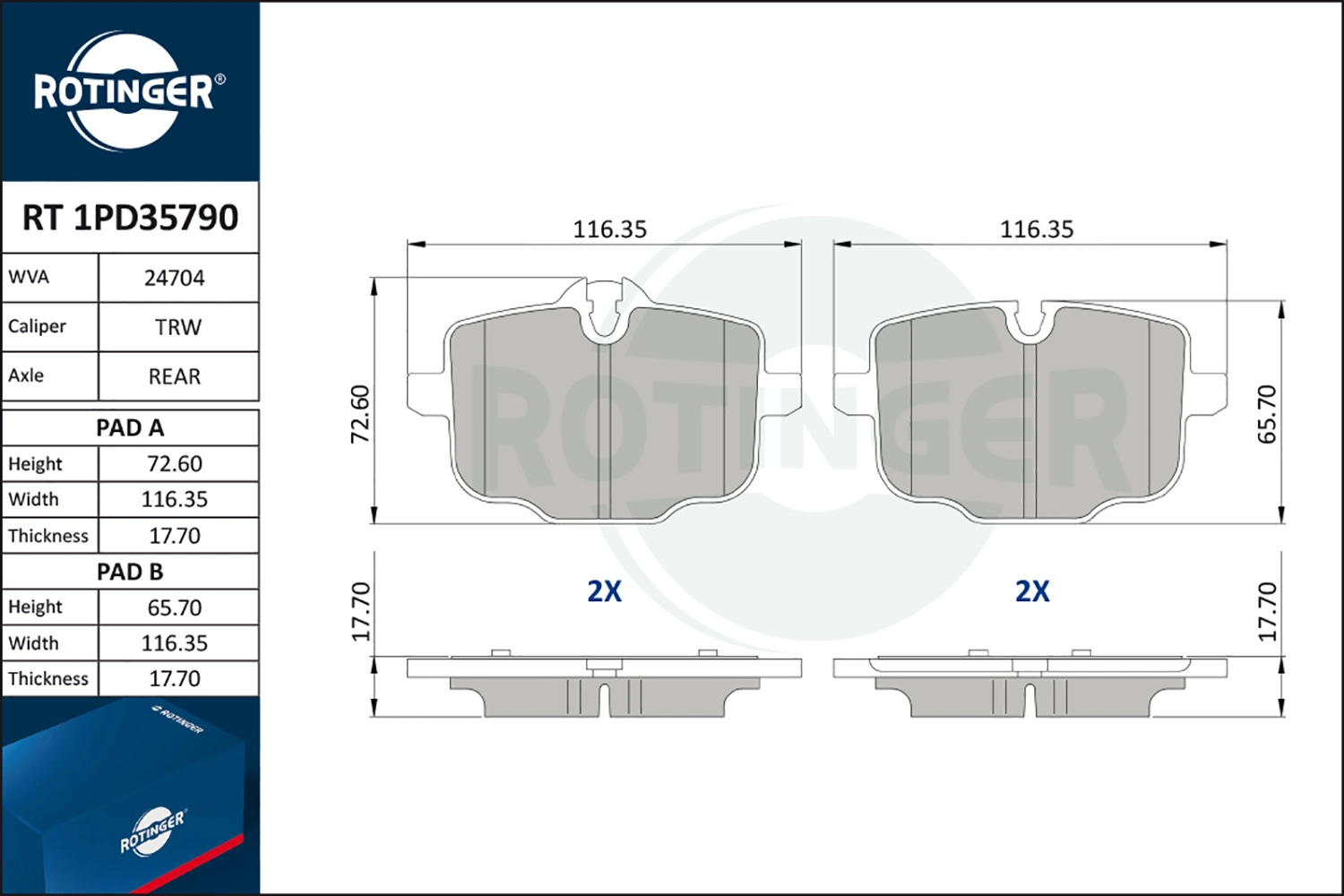 ROTINGER fékbetétkészlet, tárcsafék - RT 1PD35790 - TothCarparts