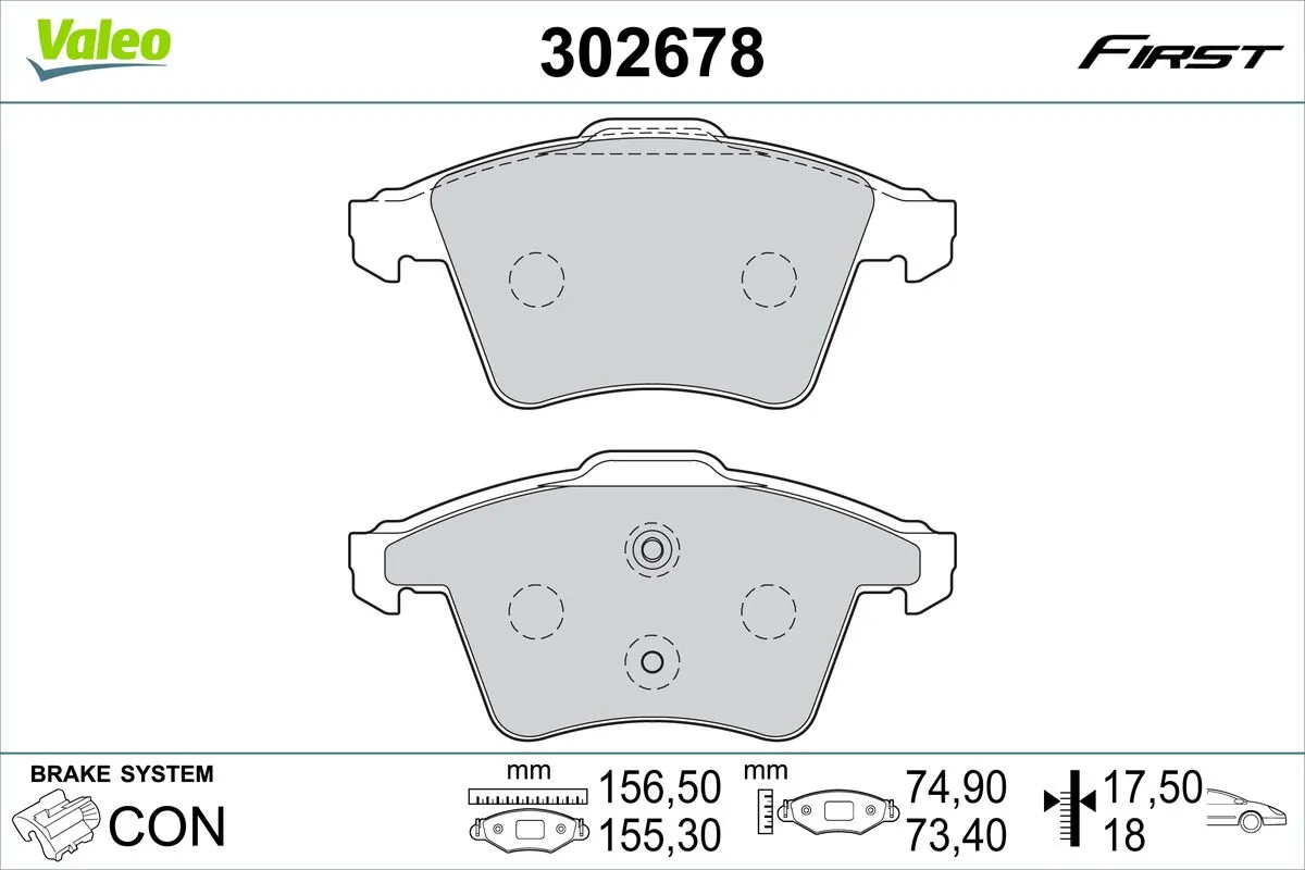 VALEO fékbetétkészlet, tárcsafék - 302678 - TothCarparts