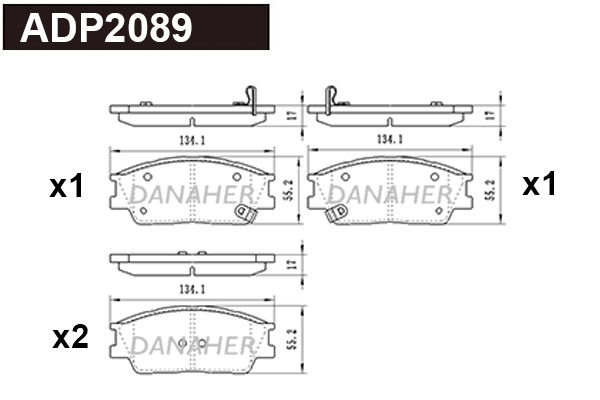 DANAHER fékbetétkészlet, tárcsafék - ADP2089 - TothCarparts