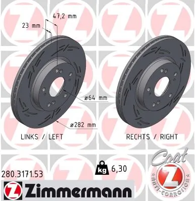 ZIMMERMANN féktárcsa - 280.3171.53 - TothCarparts