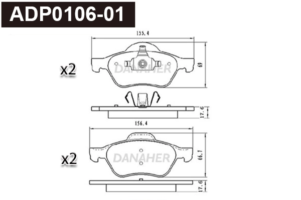 DANAHER fékbetétkészlet, tárcsafék - ADP0106-01 - TothCarparts