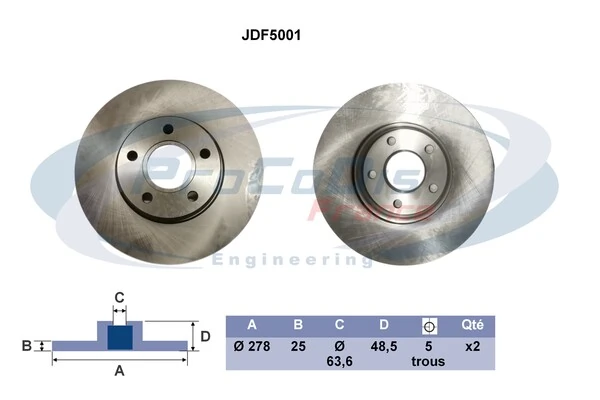 PROCODIS FRANCE féktárcsa - JDF5001 - TothCarparts