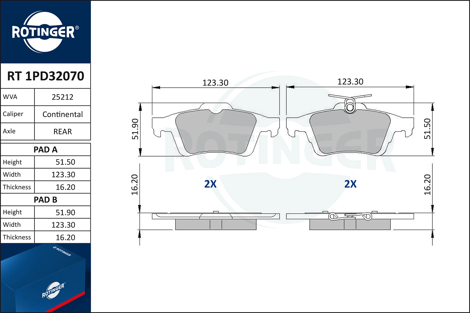 ROTINGER fékbetétkészlet, tárcsafék - RT 1PD32070 - TothCarparts