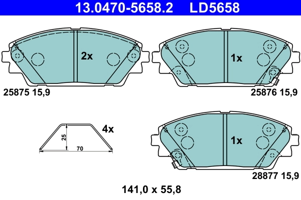 ATE fékbetétkészlet, tárcsafék - 13.0470-5658.2 - TothCarparts