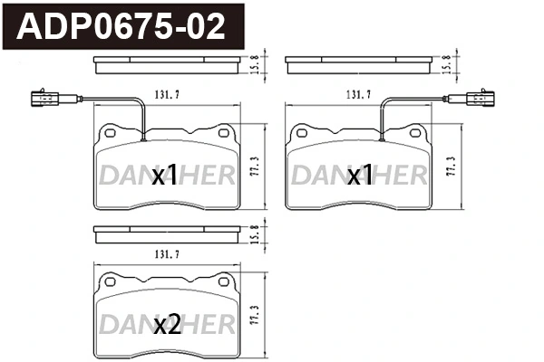 DANAHER fékbetétkészlet, tárcsafék - ADP0675-02 - TothCarparts