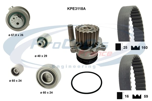 PROCODIS FRANCE Vízpumpa + fogasszíj készlet - KPE3118A - TothCarparts