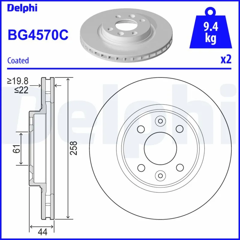DELPHI féktárcsa - BG4570C-18B1 - TothCarparts