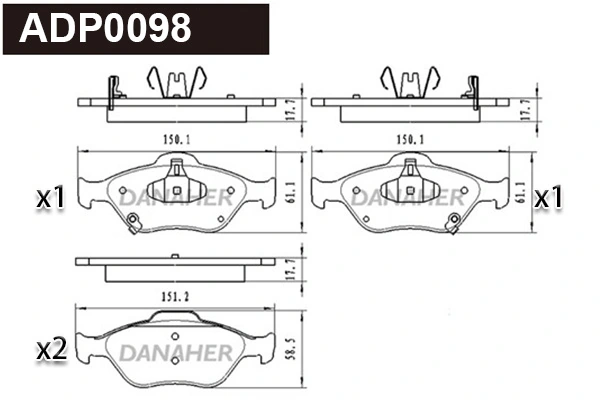 DANAHER fékbetétkészlet, tárcsafék - ADP0098 - TothCarparts