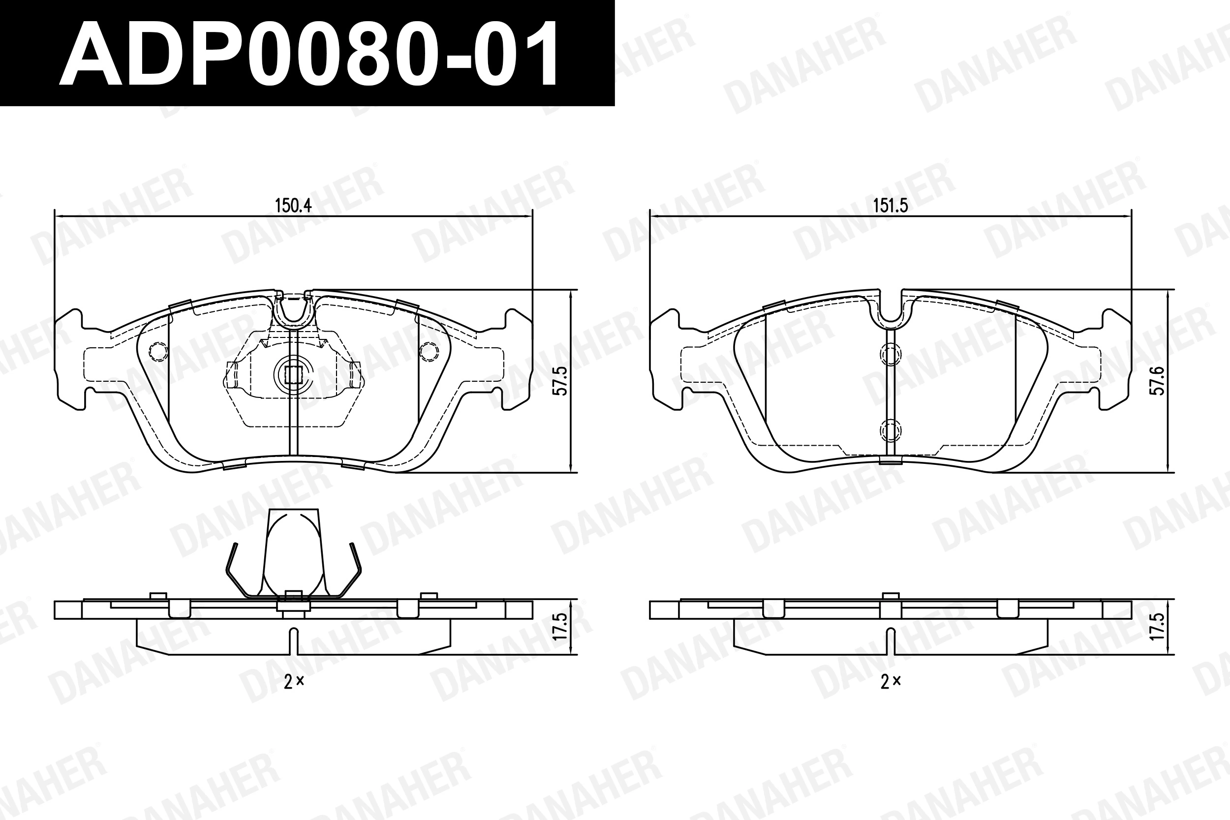 DANAHER fékbetétkészlet, tárcsafék - ADP0080-01 - TothCarparts