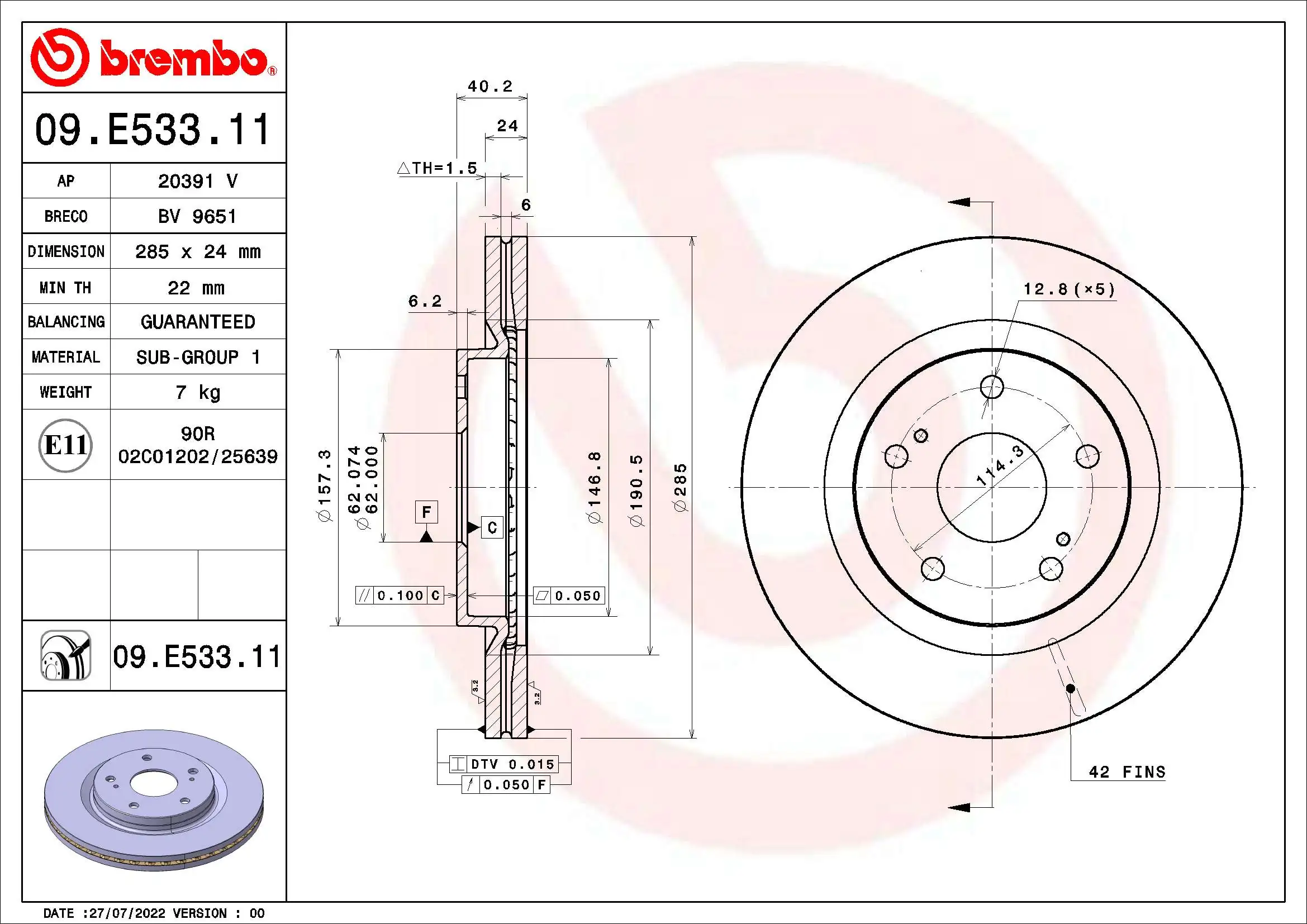 BRECO féktárcsa - BV 9651 - TothCarparts