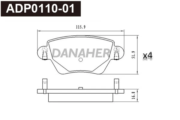 DANAHER fékbetétkészlet, tárcsafék - ADP0110-01 - TothCarparts