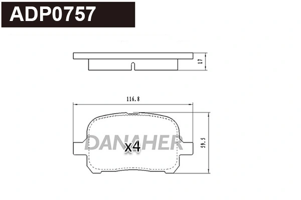 DANAHER fékbetétkészlet, tárcsafék - ADP0757 - TothCarparts