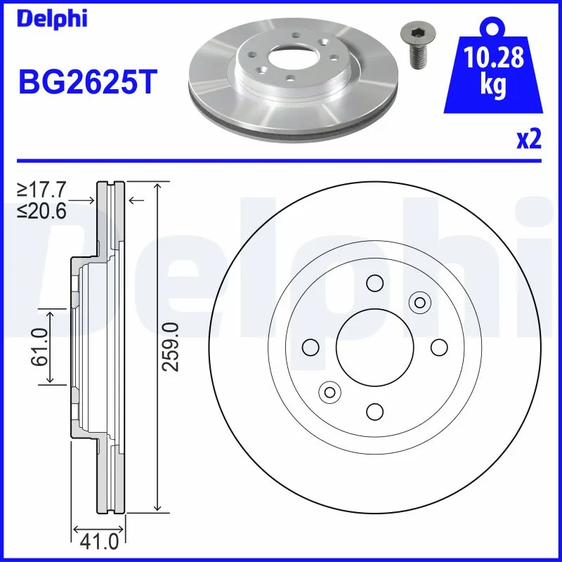 DELPHI féktárcsa - BG2625T - TothCarparts