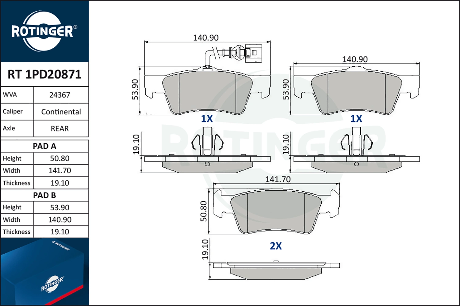 ROTINGER fékbetétkészlet, tárcsafék - RT 1PD20871 - TothCarparts