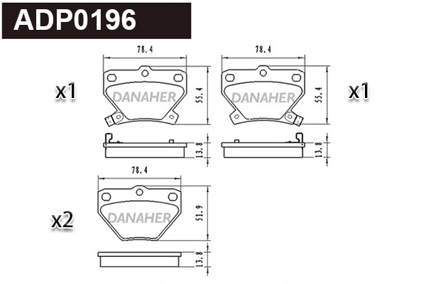 DANAHER fékbetétkészlet, tárcsafék - ADP0196 - TothCarparts