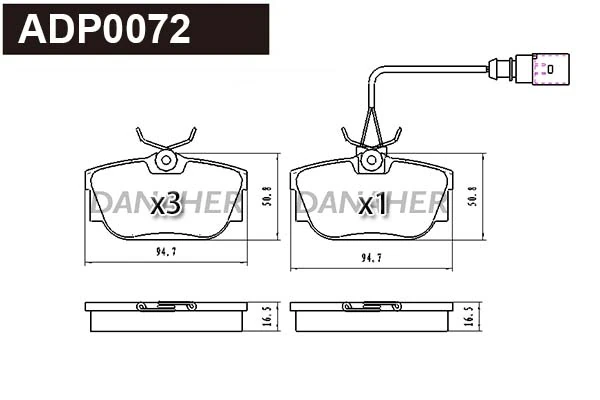 DANAHER fékbetétkészlet, tárcsafék - ADP0072 - TothCarparts