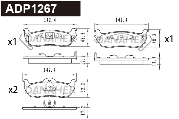DANAHER fékbetétkészlet, tárcsafék - ADP1267 - TothCarparts