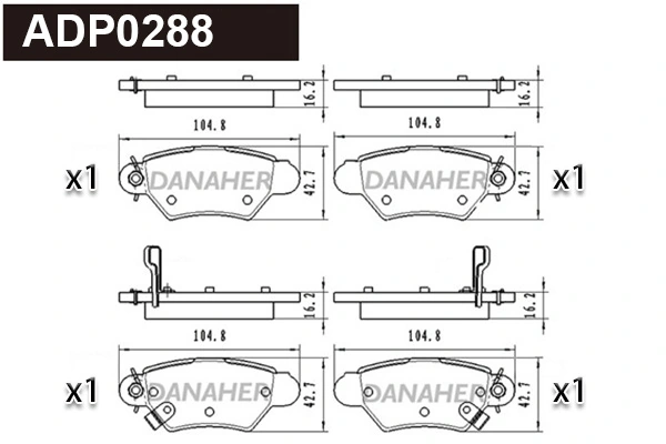 DANAHER fékbetétkészlet, tárcsafék - ADP0288 - TothCarparts