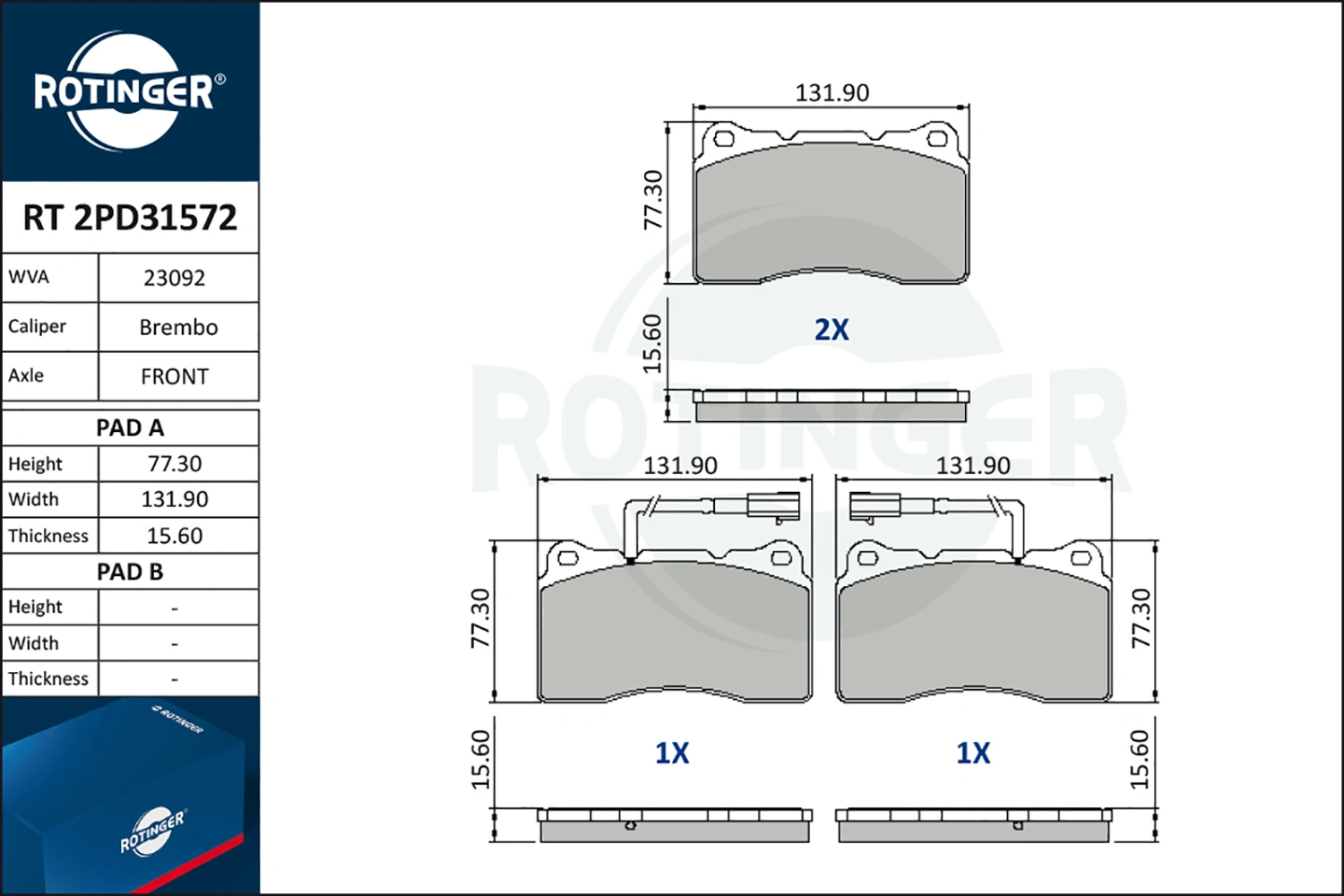 ROTINGER fékbetétkészlet, tárcsafék - RT 2PD31572 - TothCarparts