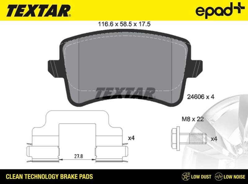 TEXTAR fékbetétkészlet, tárcsafék - 2460601CP - TothCarparts