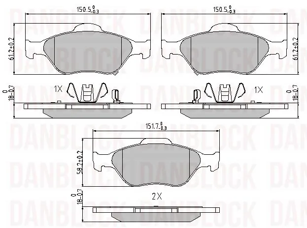DANBLOCK fékbetétkészlet, tárcsafék - DB 510454 - TothCarparts