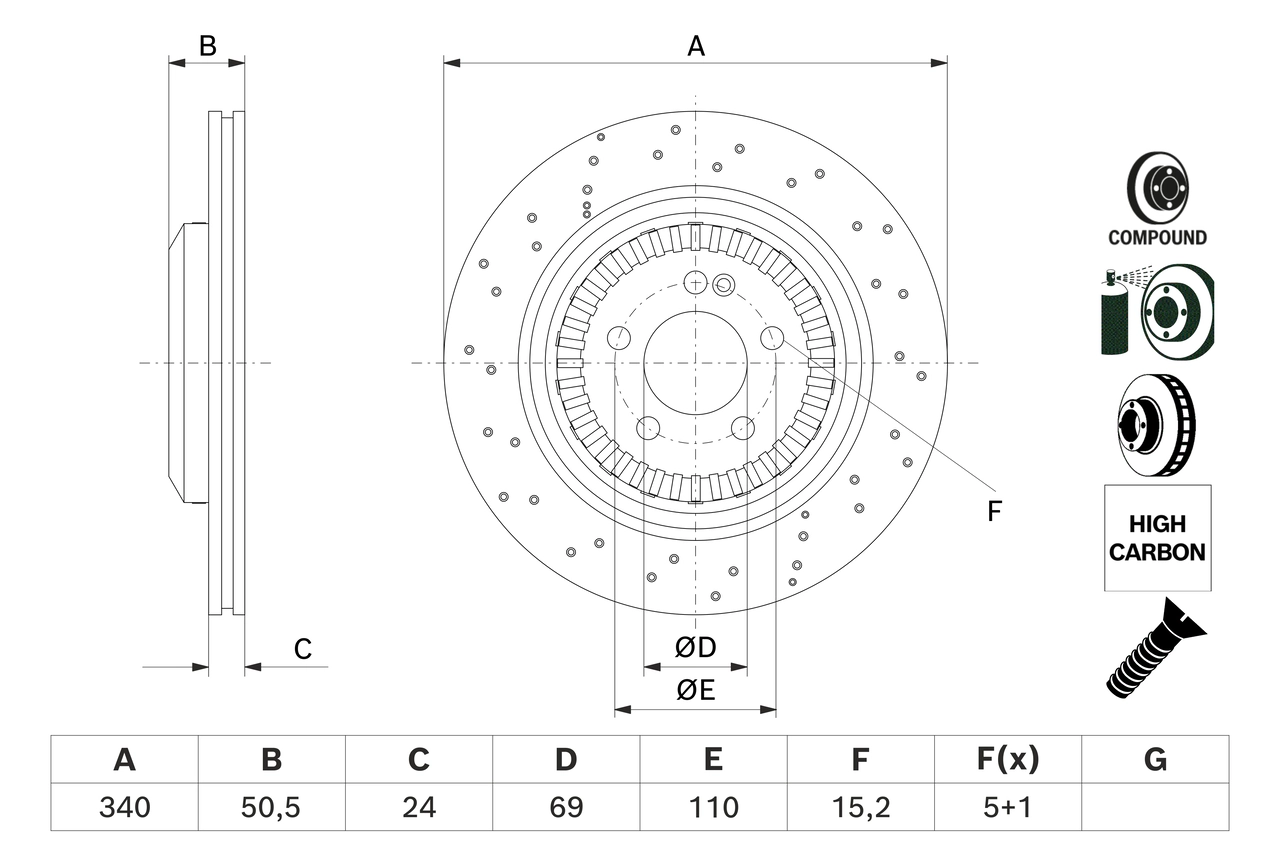 BOSCH féktárcsa - 0 986 479 H40 - TothCarparts