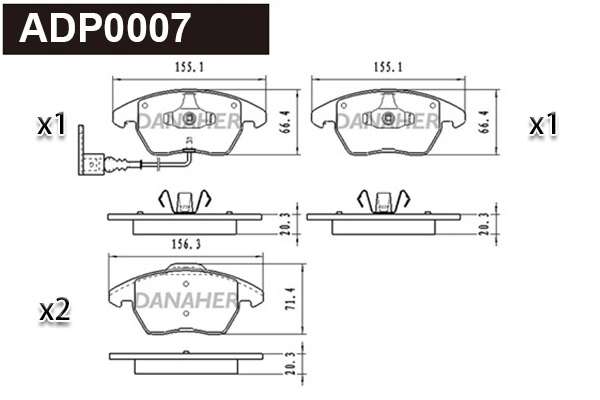 DANAHER fékbetétkészlet, tárcsafék - ADP0007 - TothCarparts