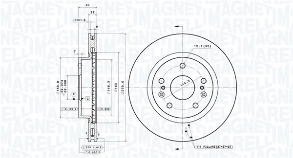 MAGNETI MARELLI féktárcsa - 360406181001 - TothCarparts