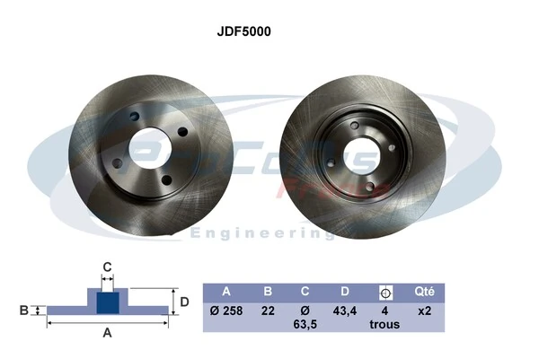 PROCODIS FRANCE féktárcsa - JDF5000 - TothCarparts