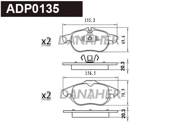 DANAHER fékbetétkészlet, tárcsafék - ADP0135 - TothCarparts