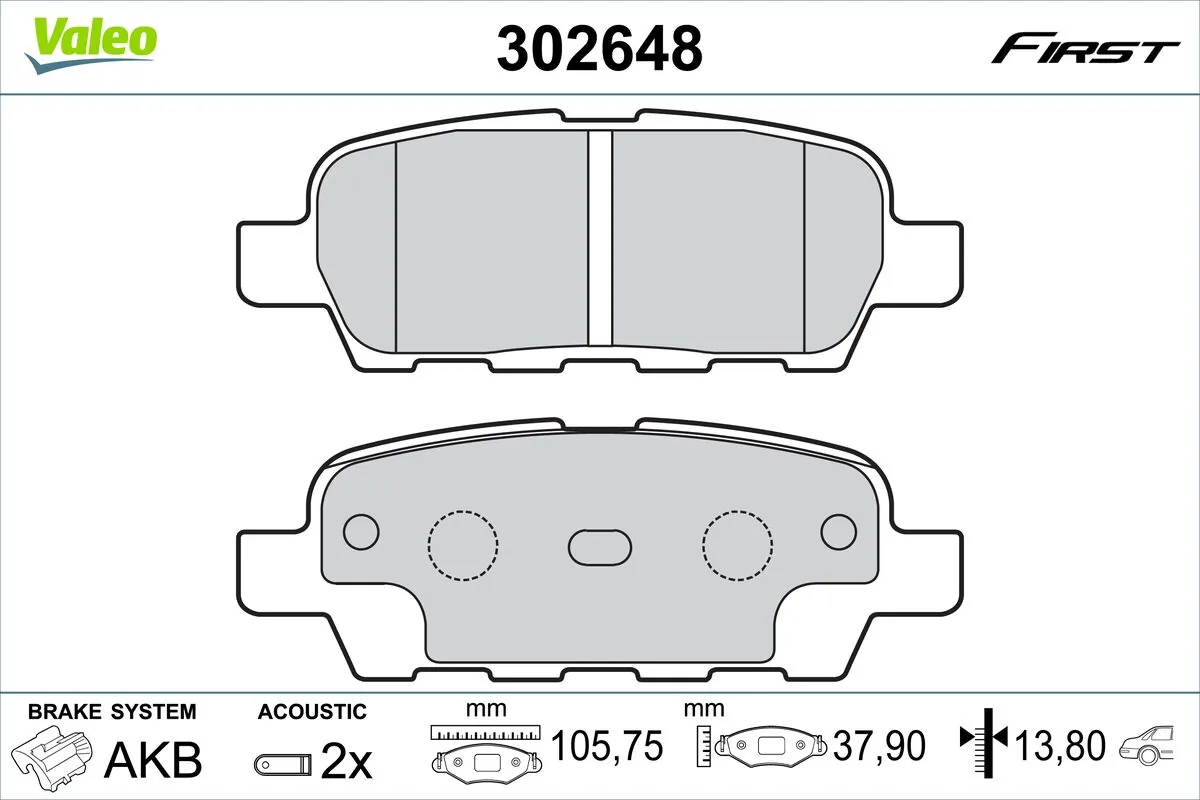 VALEO fékbetétkészlet, tárcsafék - 302648 - TothCarparts