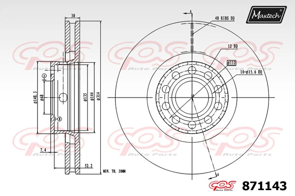 MAXTECH féktárcsa - 871143 - TothCarparts