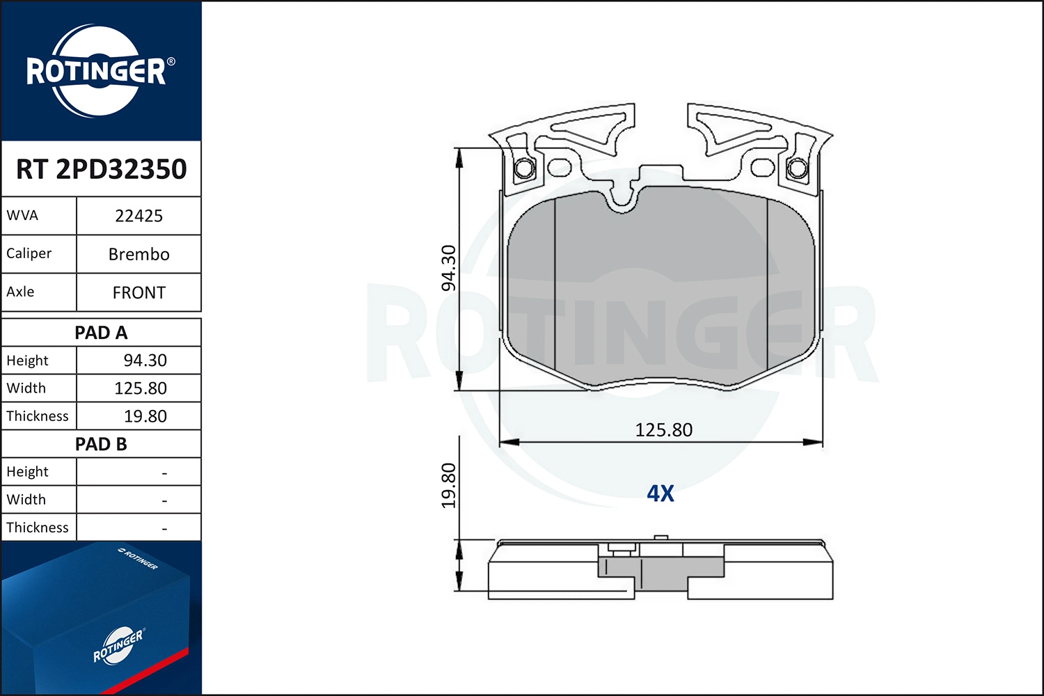 ROTINGER fékbetétkészlet, tárcsafék - RT 2PD32350 - TothCarparts