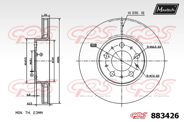 MAXTECH féktárcsa - 883426 - TothCarparts